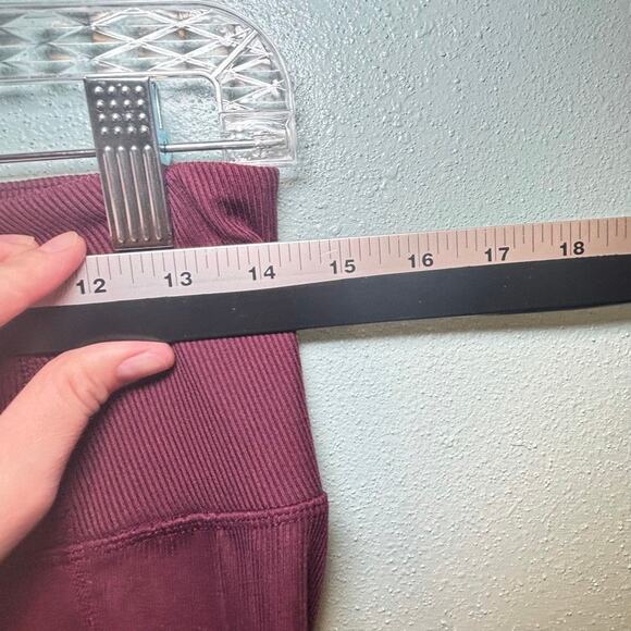 Lukka Lux Womens Ribbed Leggings Medium Burgundy Side Pockets Athletic - Picture 7 of 10